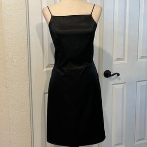 Esprit Vintage Black Satin Dress Spaghetti Strap Size 3/4